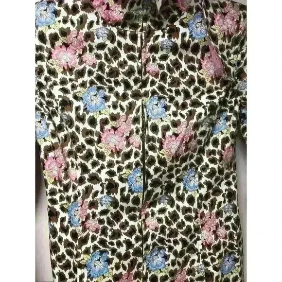 Nicole Miller Size 4 Womens Leopard Floral Animal Print Blazer Coat Jacket Long - Picture 11 of 12